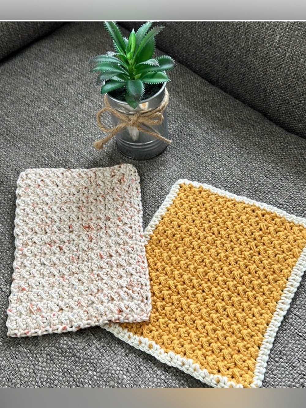 Handmade 100% Cotton Crochet Dishcloth Washcloth Set of 2 Cottagecore Spa Gift